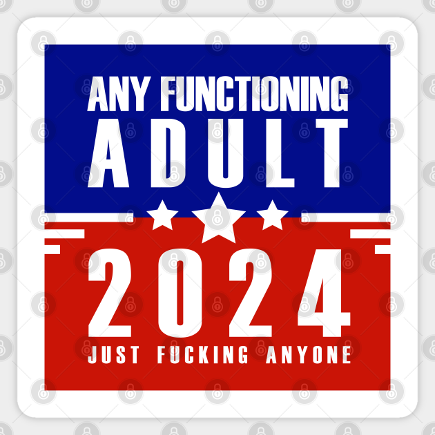 any functioning adult 2024 Elections Sticker TeePublic
